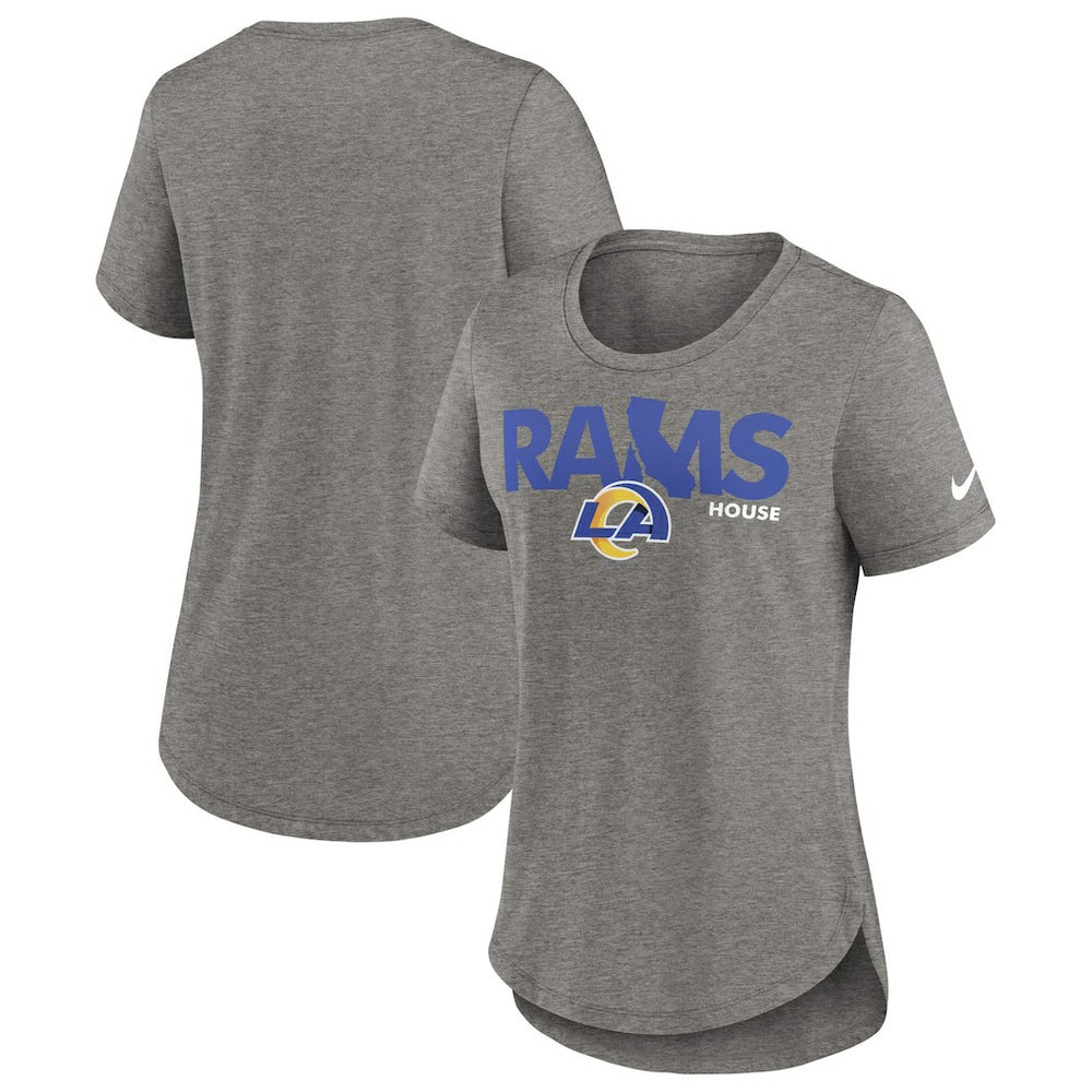 Los Angeles Rams Women's Local Fashion Tri-Blend T-Shirt - Heather Charcoal - Nike