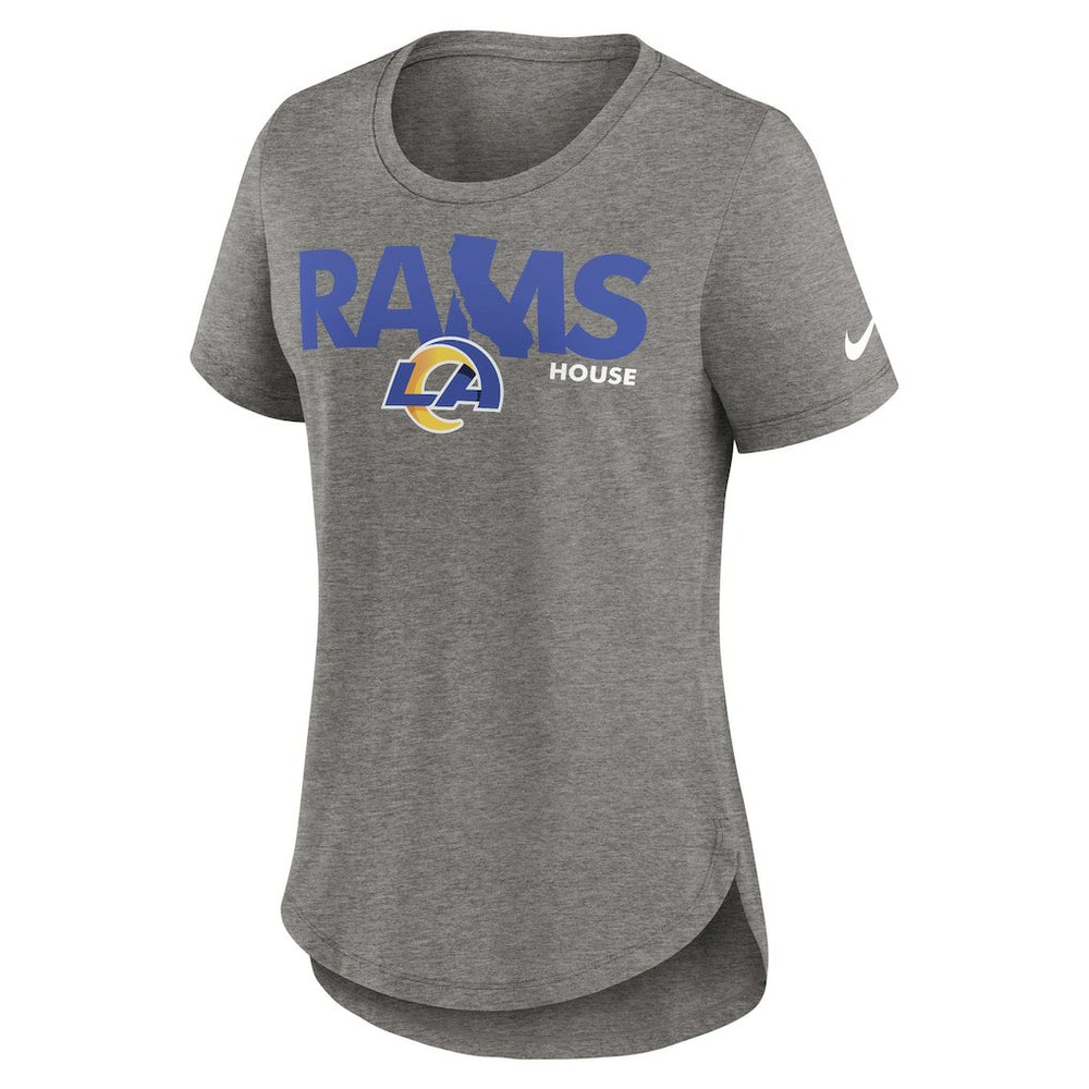 Los Angeles Rams Women's Local Fashion Tri-Blend T-Shirt - Heather Charcoal - Nike