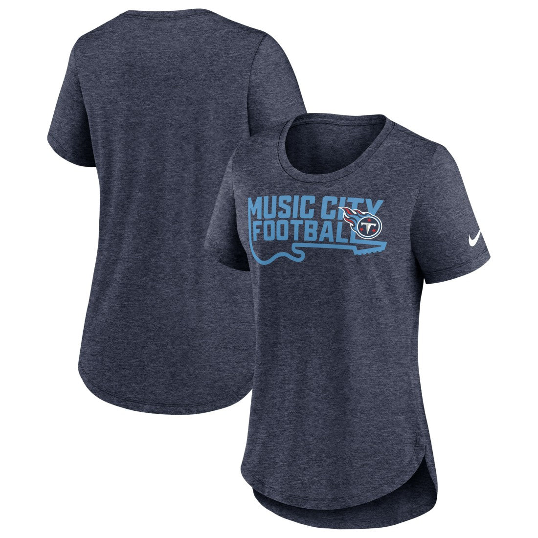 Tennessee Titans Women's Local Fashion Tri-Blend T-Shirt - Heather Navy - Nike
