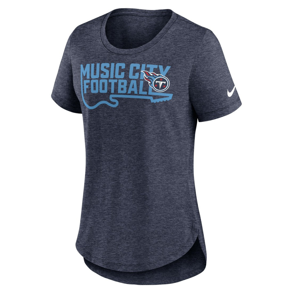 Tennessee Titans Women's Local Fashion Tri-Blend T-Shirt - Heather Navy - Nike
