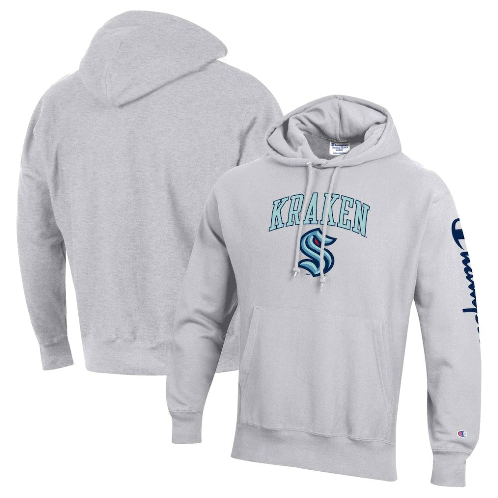 Seattle Kraken Champion Reverse Weave Pullover Hoodie - Heather Gray | NHL near me