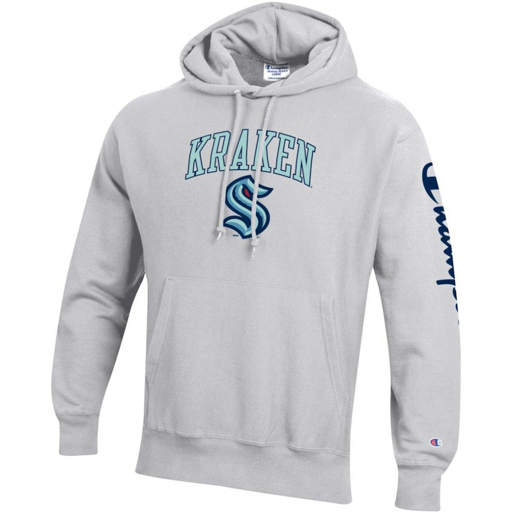 Seattle Kraken Champion Reverse Weave Pullover Hoodie - Heather Gray | NHL near me