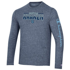 Seattle Kraken Champion Tri-Blend Long Sleeve T-Shirt - Heather Navy | NHL near me