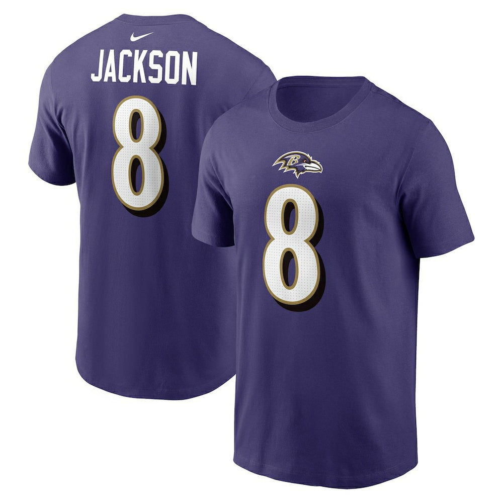 Lamar Jackson Baltimore Ravens Player Name & Number T-Shirt - Purple - Nike