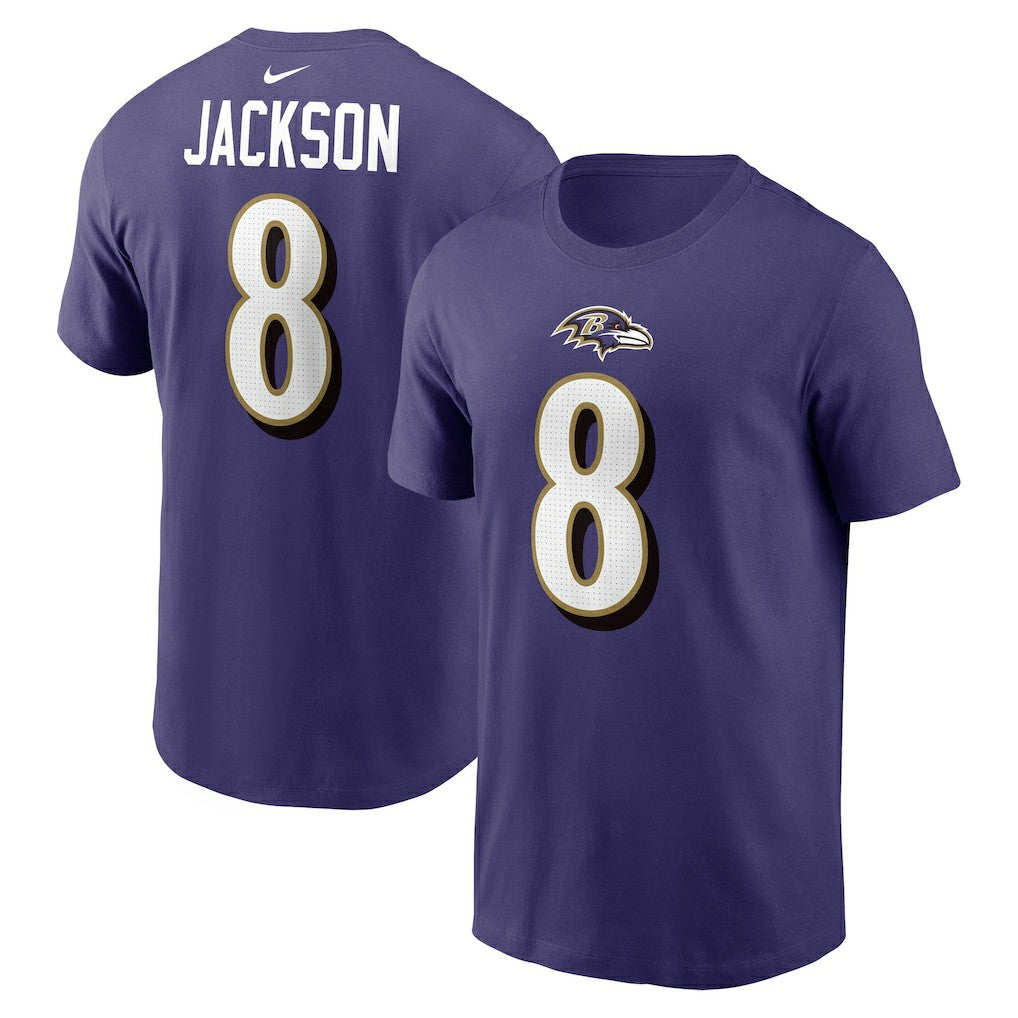 Lamar Jackson Baltimore Ravens Player Name & Number T-Shirt - Purple - Nike