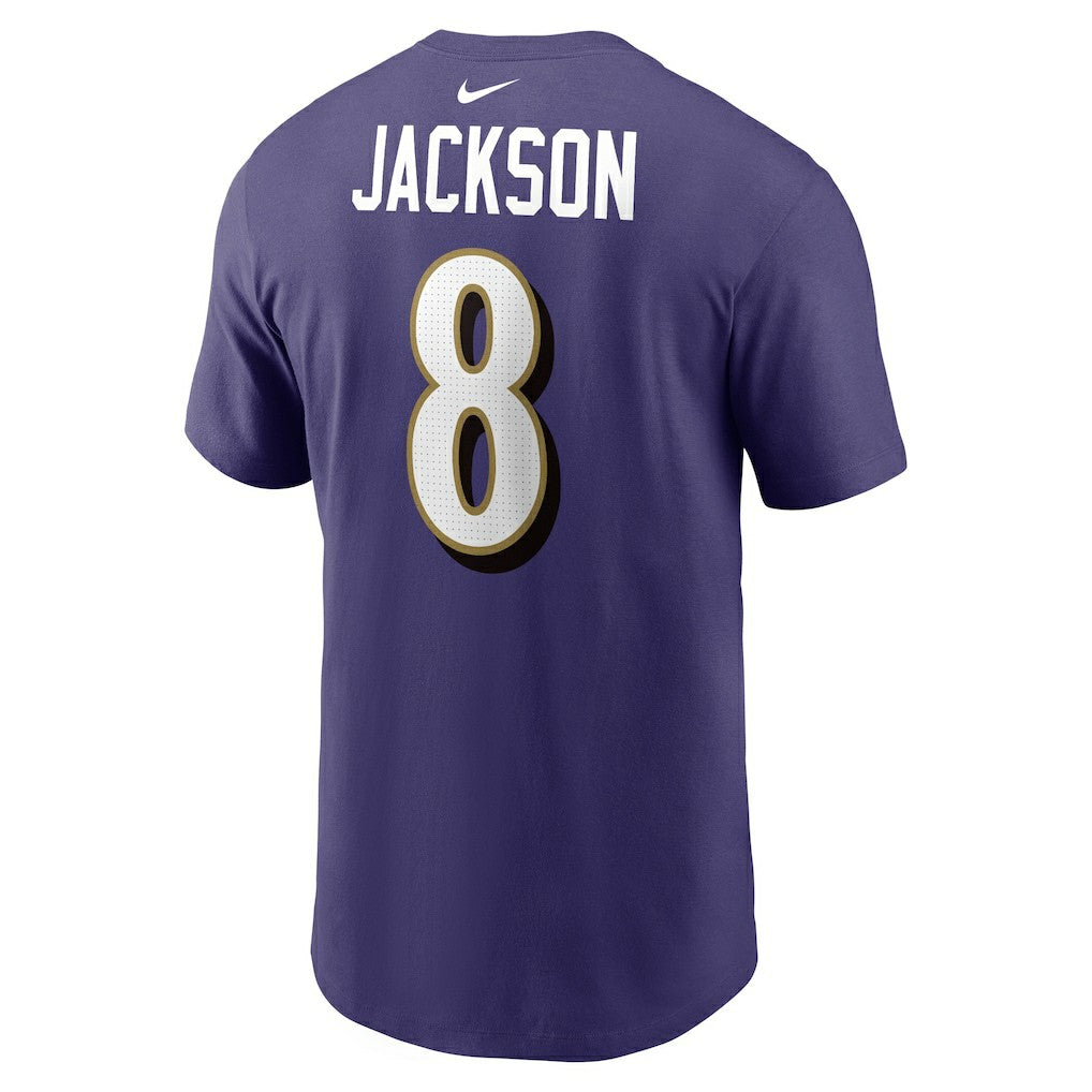 Lamar Jackson Baltimore Ravens Player Name & Number T-Shirt - Purple - Nike