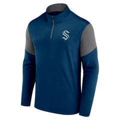 Seattle Kraken Fanatics Logo Quarter-Zip Top - Deep Sea Blue | Fanatics Clearance