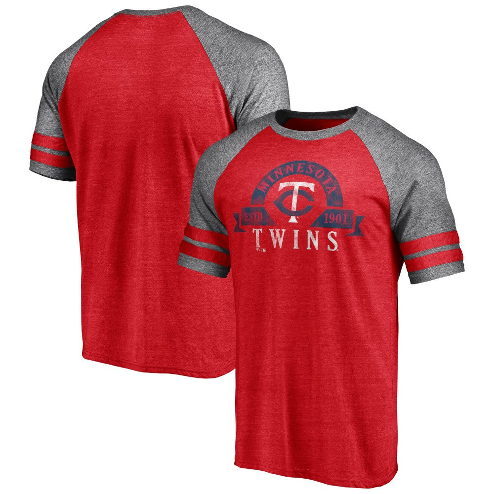 Minnesota Twins Fanatics Utility Two-Stripe Raglan Tri-Blend T-Shirt Sale
