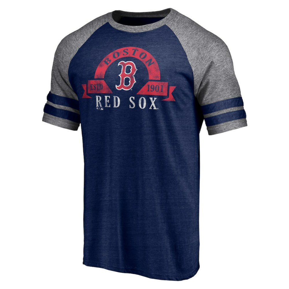 Boston Red Sox Fanatics Utility Two-Stripe Raglan Tri-Blend T-Shirt Outlet