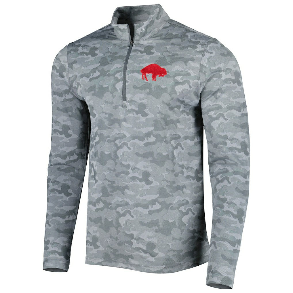 Buffalo Bills Antigua Brigade Throwback Quarter-Zip Top - Gray - NFL