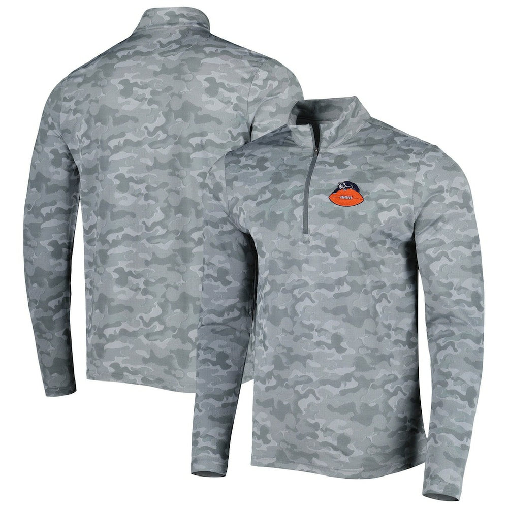 Chicago Bears Antigua Brigade Throwback Quarter-Zip Top - Gray - NFL