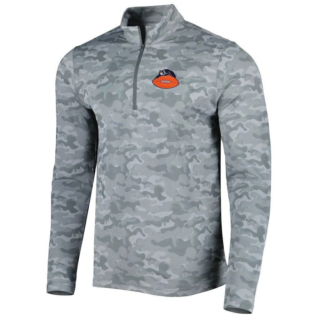 Chicago Bears Antigua Brigade Throwback Quarter-Zip Top - Gray - NFL