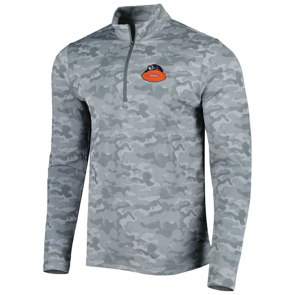 Chicago Bears Antigua Brigade Throwback Quarter-Zip Top - Gray - NFL