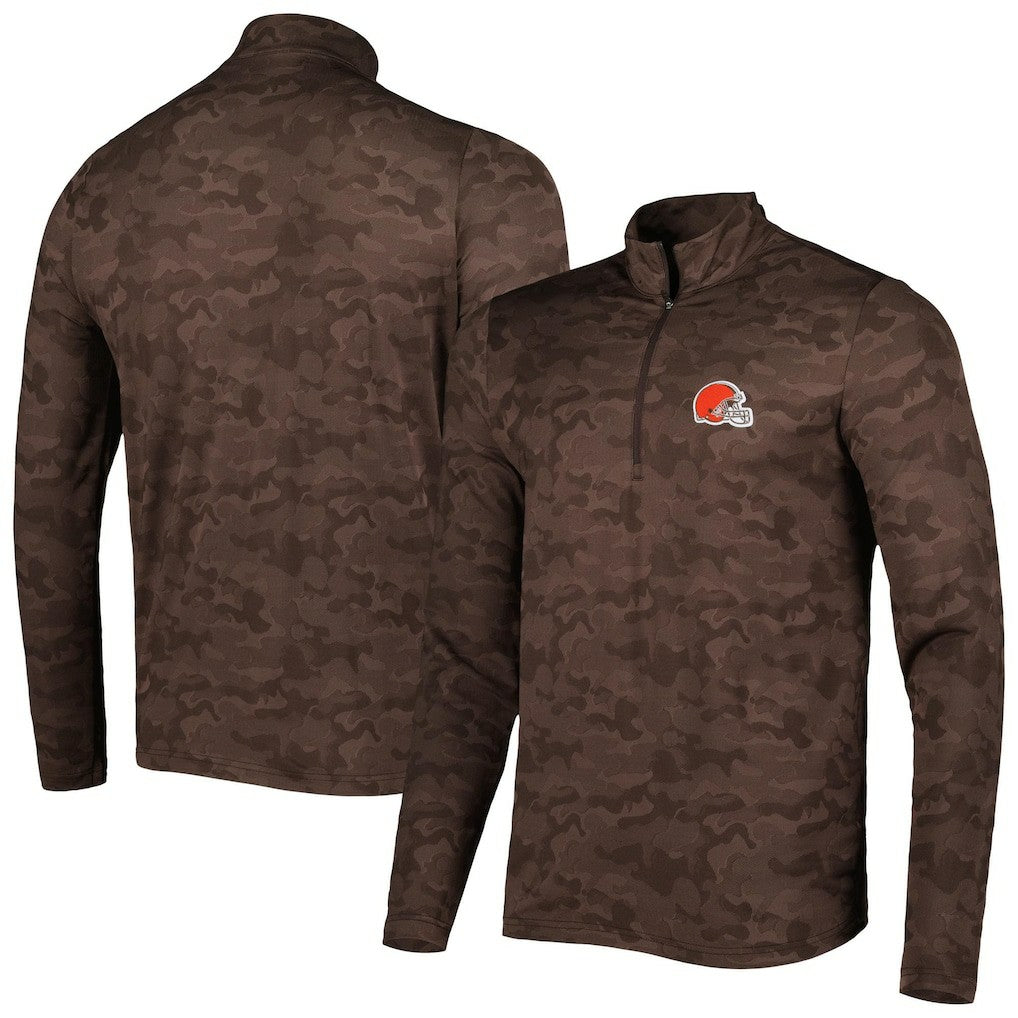Cleveland Browns Antigua Brigade Quarter-Zip Sweatshirt - Brown - NFL