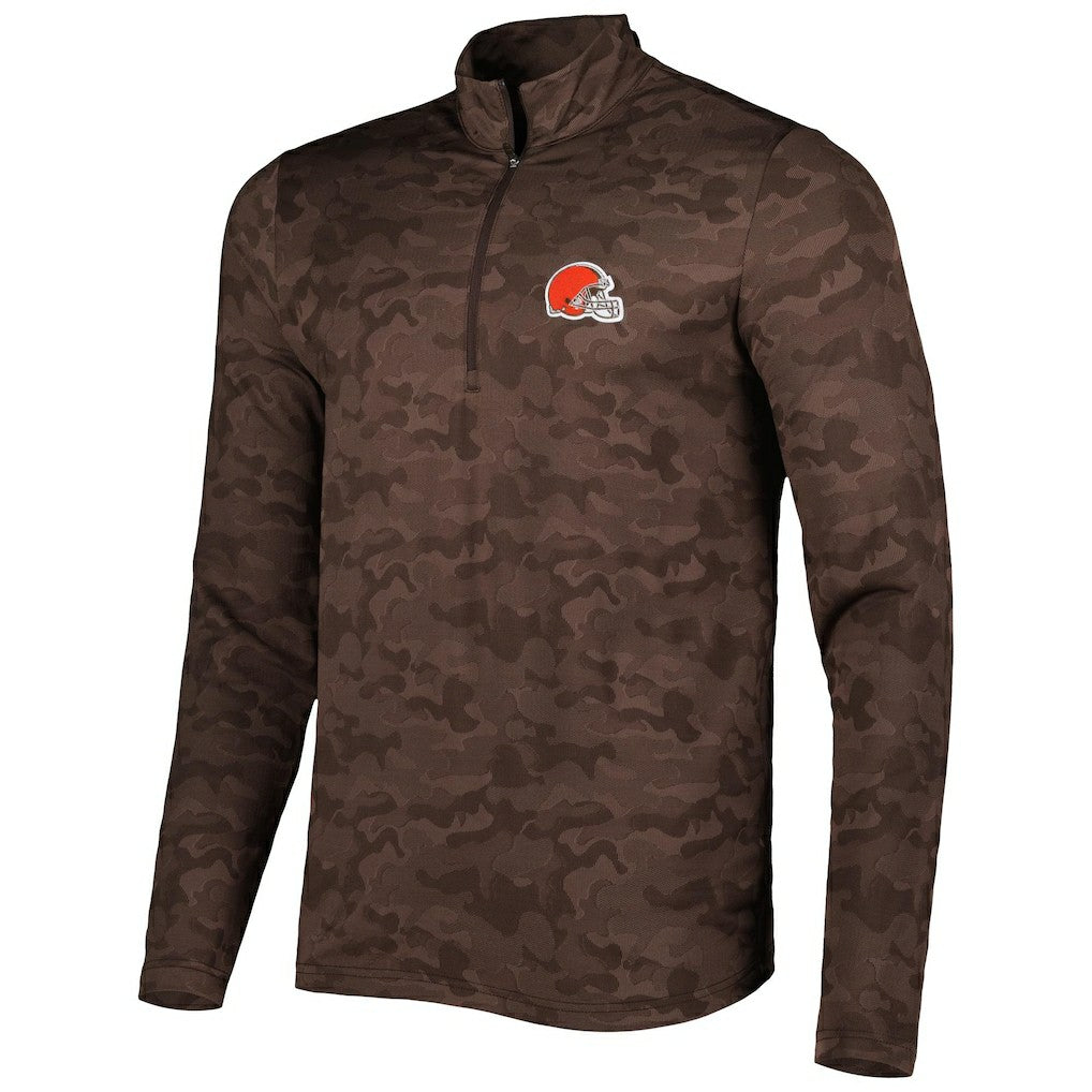 Cleveland Browns Antigua Brigade Quarter-Zip Sweatshirt - Brown - NFL