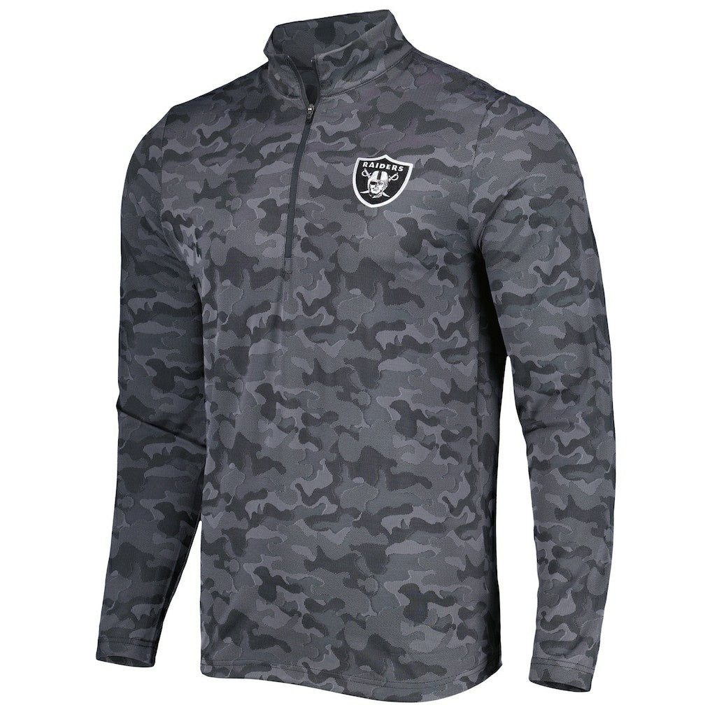 Las Vegas Raiders Antigua Brigade Quarter-Zip Sweatshirt - Black - NFL