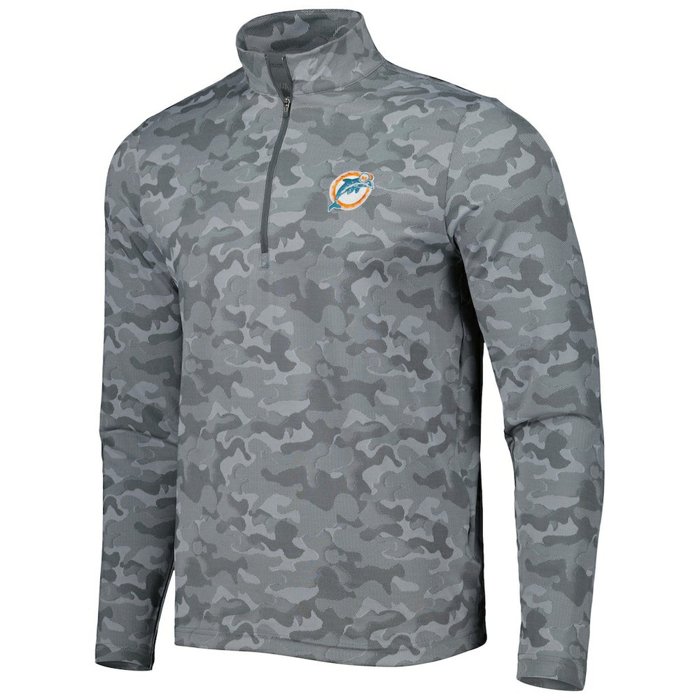 Miami Dolphins Antigua Brigade Throwback Quarter-Zip Top - Gray - NFL