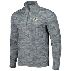 Miami Dolphins Antigua Brigade Throwback Quarter-Zip Top - Gray - NFL