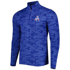 New England Patriots Antigua Brigade Throwback Quarter-Zip Top - Royal - NFL