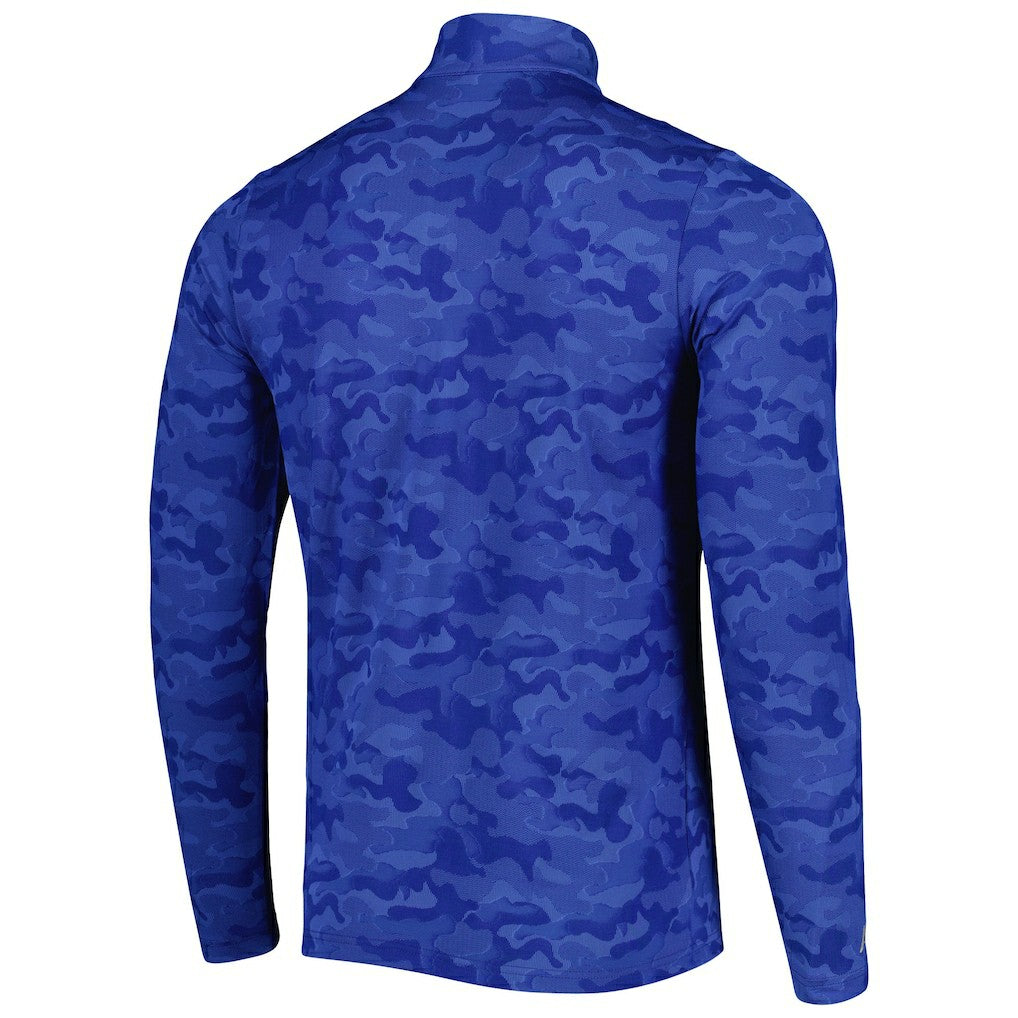 New England Patriots Antigua Brigade Throwback Quarter-Zip Top - Royal - NFL