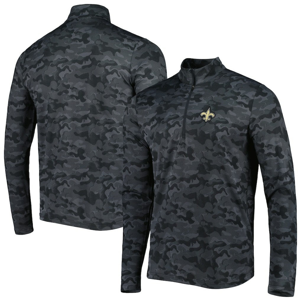 New Orleans Saints Antigua Brigade Quarter-Zip Sweatshirt - Black - NFL