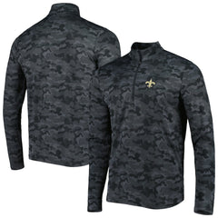 New Orleans Saints Antigua Brigade Quarter-Zip Sweatshirt - Black - NFL