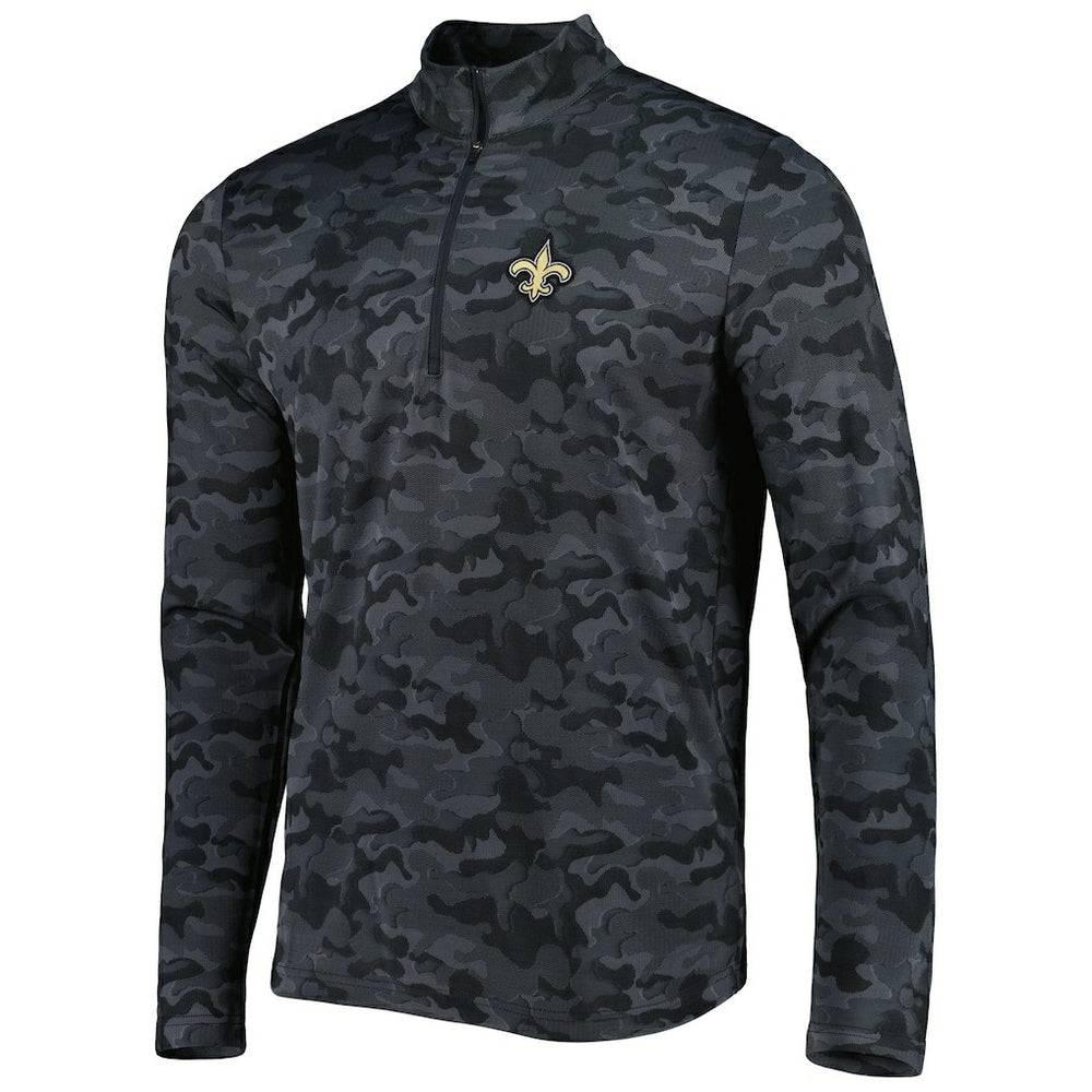 New Orleans Saints Antigua Brigade Quarter-Zip Sweatshirt - Black - NFL