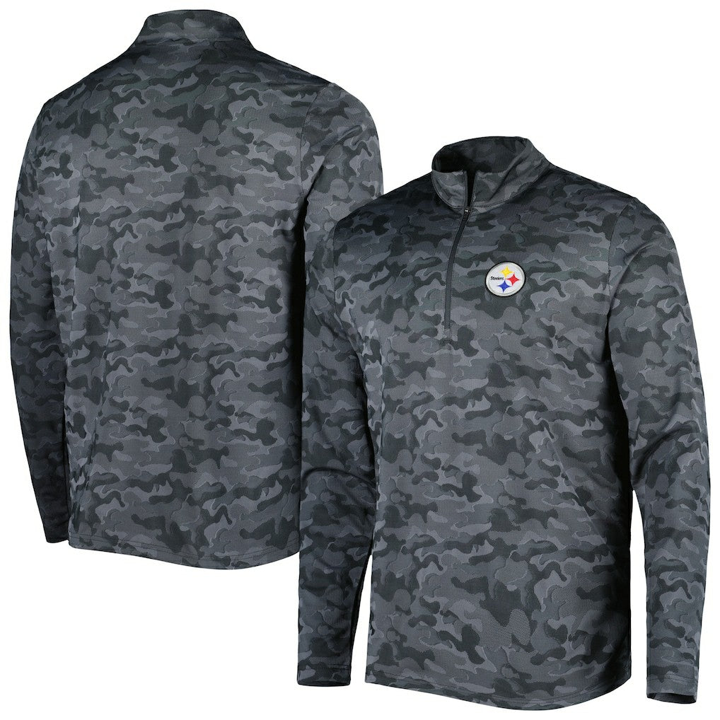 Pittsburgh Steelers Antigua Brigade Quarter-Zip Sweatshirt - Black - NFL