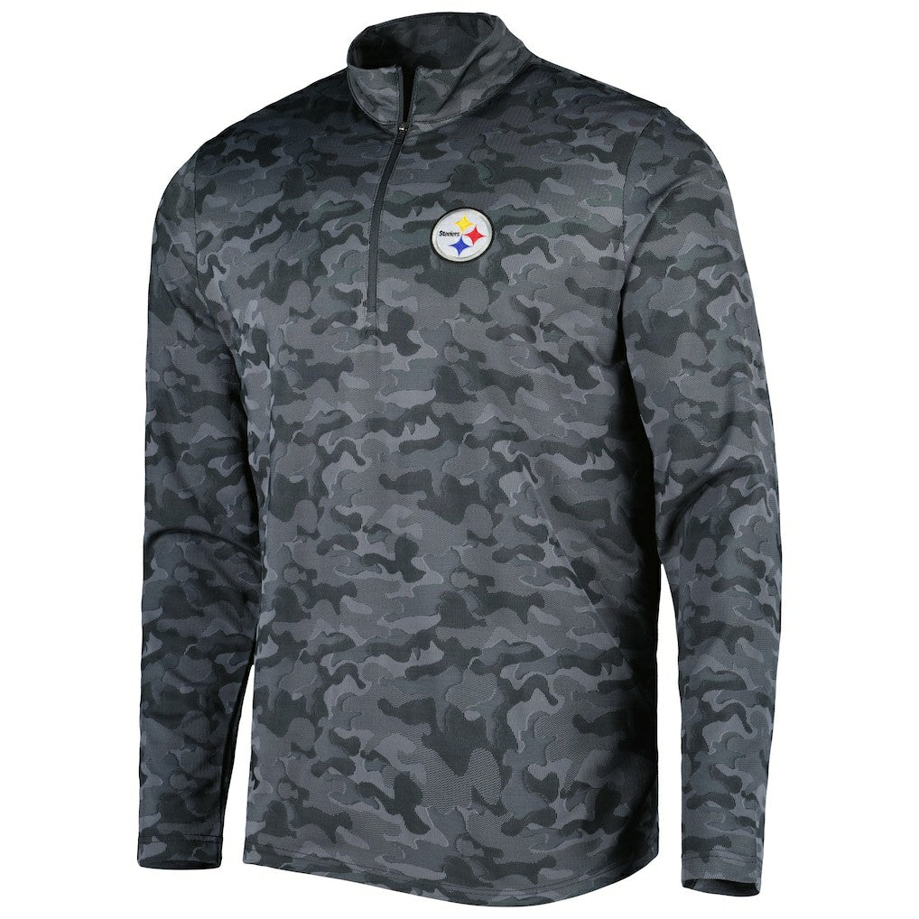 Pittsburgh Steelers Antigua Brigade Quarter-Zip Sweatshirt - Black - NFL