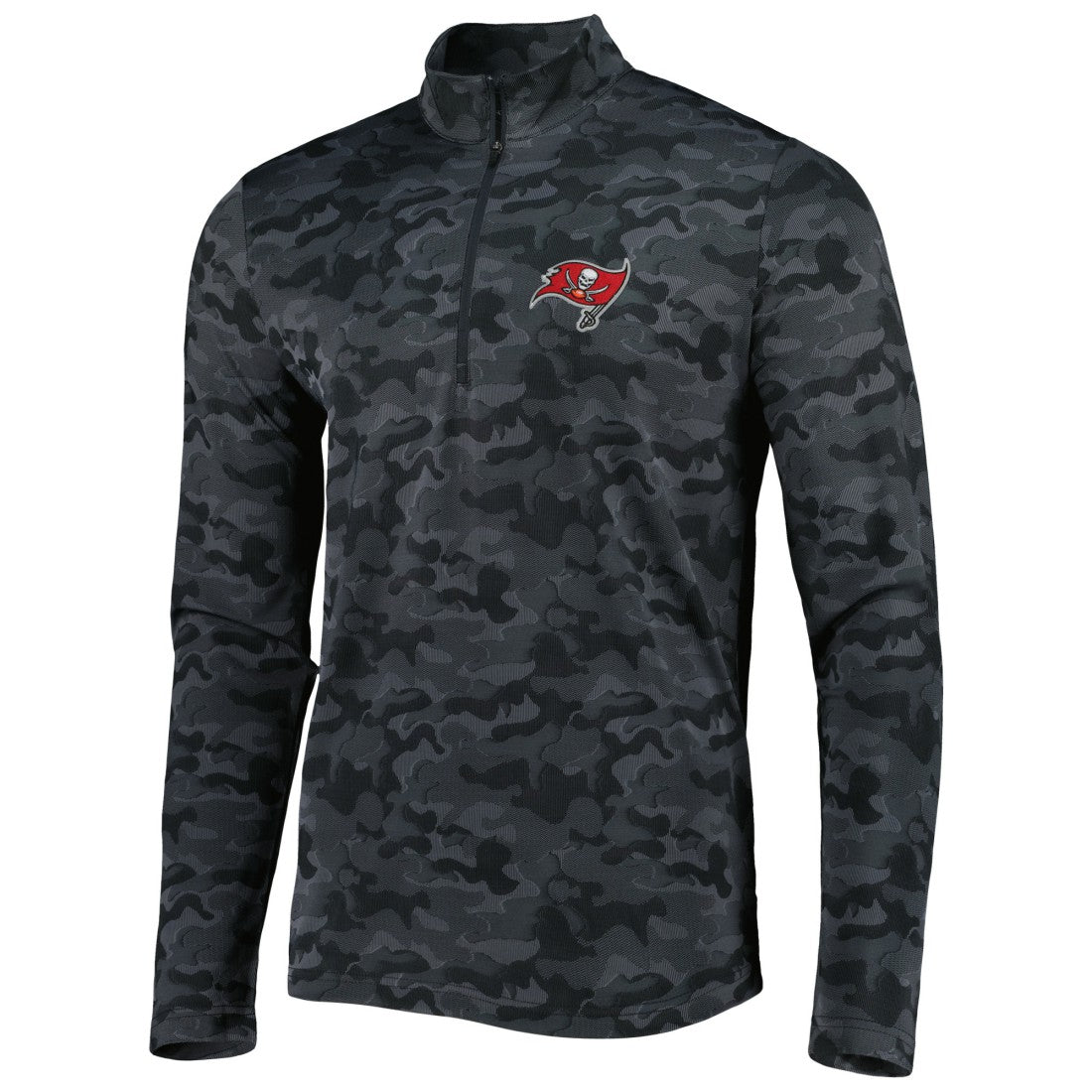 Tampa Bay Buccaneers Antigua Brigade Quarter-Zip Sweatshirt - Black - NFL