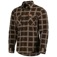 Cleveland Browns Antigua Industry Flannel Button-Up Shirt Jacket - Brown - NFL