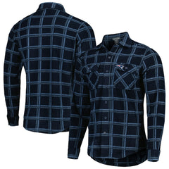 New England Patriots Antigua Industry Flannel Button-Up Shirt Jacket - Navy - NFL