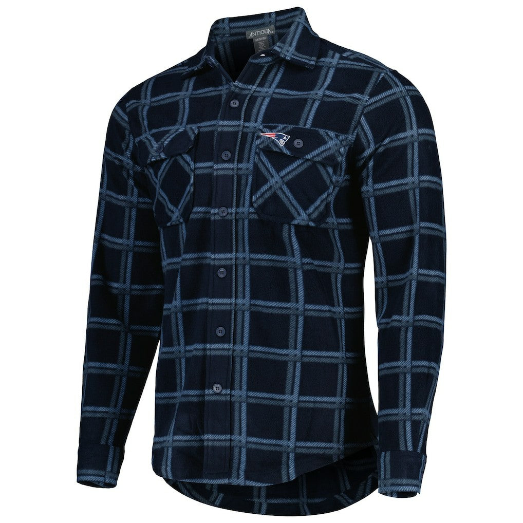 New England Patriots Antigua Industry Flannel Button-Up Shirt Jacket - Navy - NFL