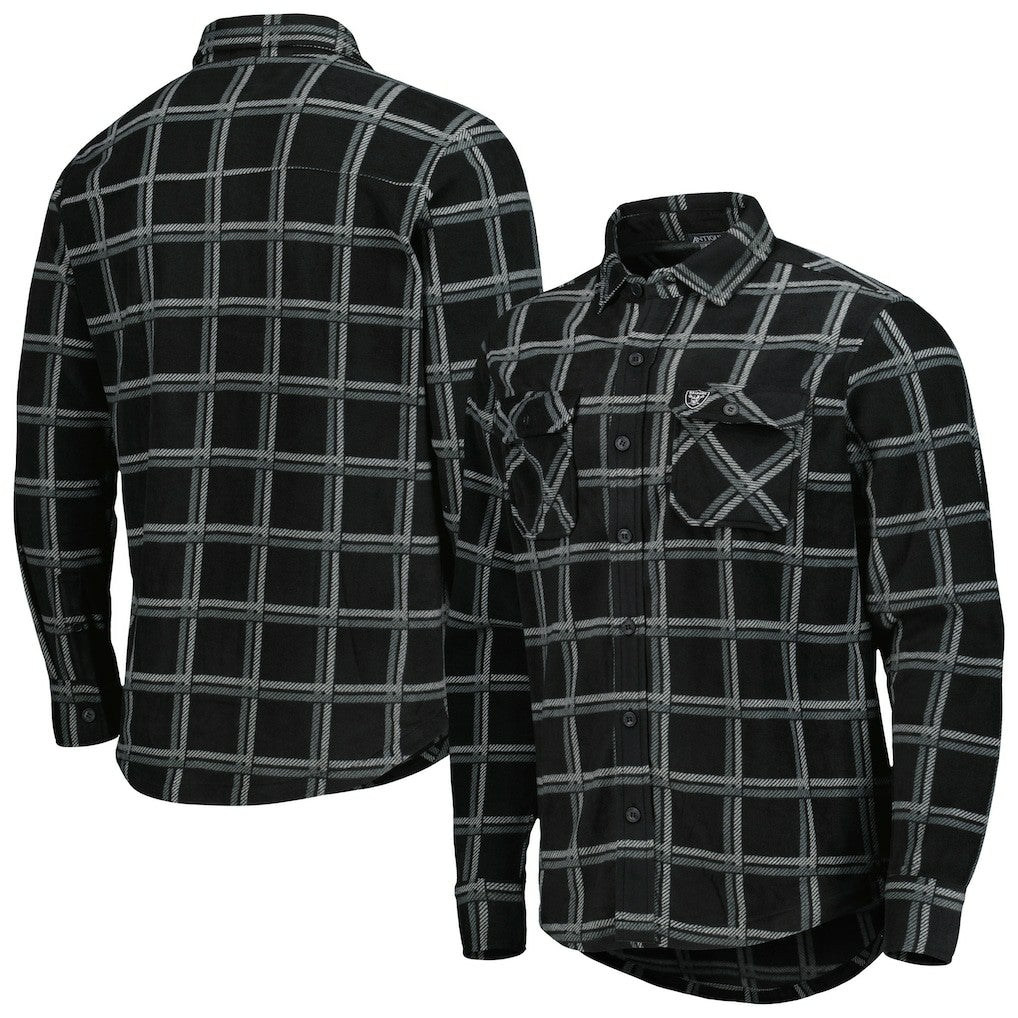 Las Vegas Raiders Antigua Industry Flannel Button-Up Shirt Jacket - Black - NFL