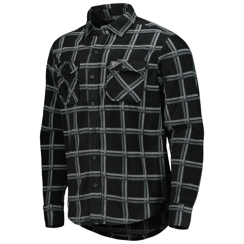 Las Vegas Raiders Antigua Industry Flannel Button-Up Shirt Jacket - Black - NFL