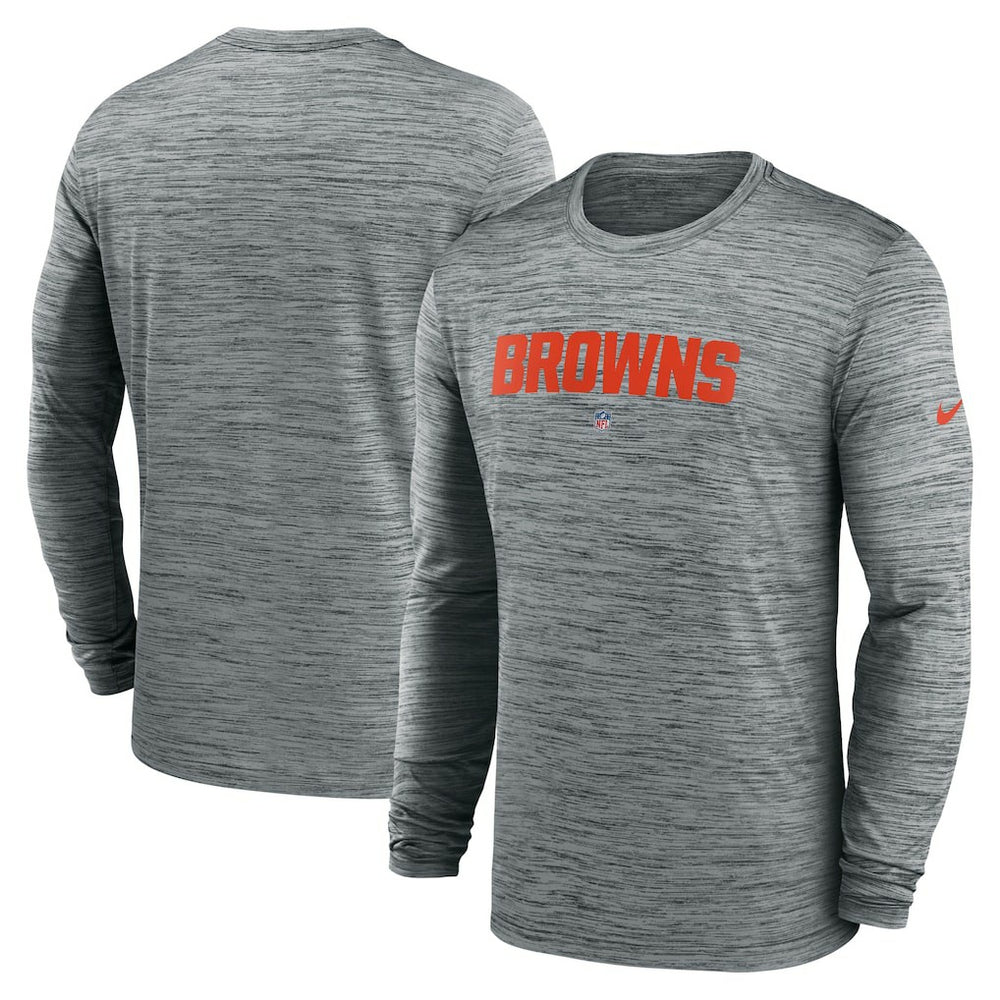 Cleveland Browns Sideline Team Velocity Performance Long Sleeve T-Shirt - Heather Gray - Nike