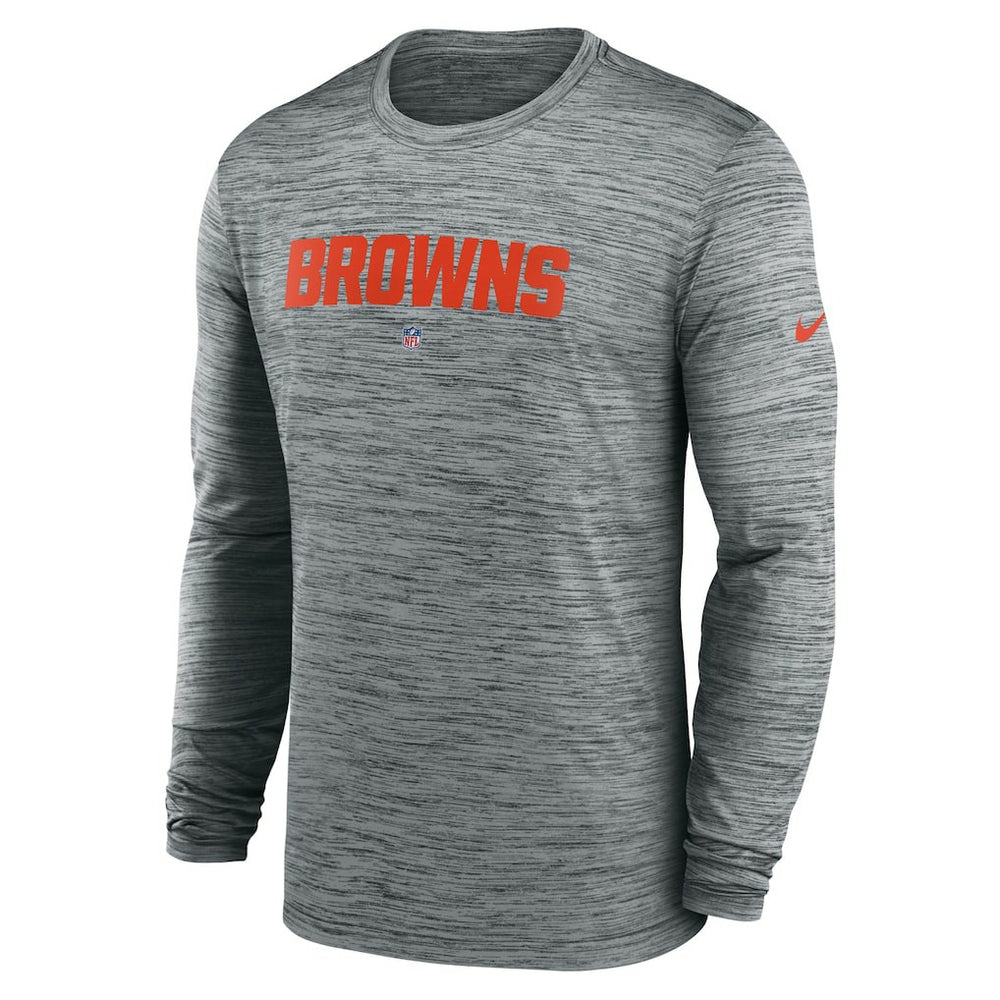 Cleveland Browns Sideline Team Velocity Performance Long Sleeve T-Shirt - Heather Gray - Nike