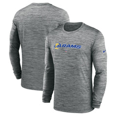 Los Angeles Rams Sideline Team Velocity Performance Long Sleeve T-Shirt - Heather Gray - Nike
