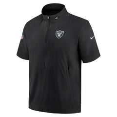 Las Vegas Raiders Sideline Coach Short Sleeve Hoodie Quarter-Zip Jacket - Black - Nike