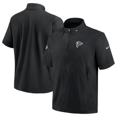 Atlanta Falcons Sideline Coach Short Sleeve Hoodie Quarter-Zip Jacket - Black - Nike