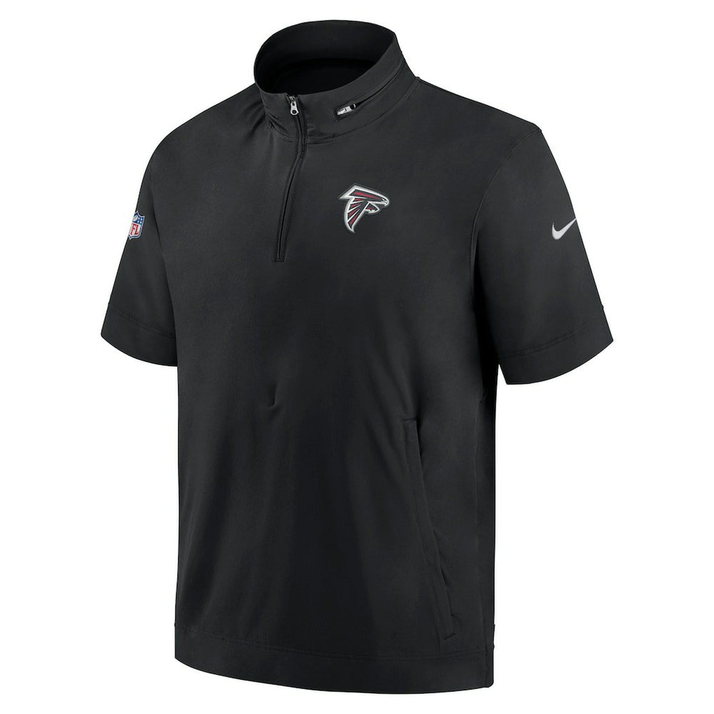 Atlanta Falcons Sideline Coach Short Sleeve Hoodie Quarter-Zip Jacket - Black - Nike