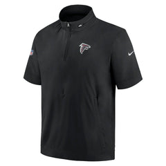 Atlanta Falcons Sideline Coach Short Sleeve Hoodie Quarter-Zip Jacket - Black - Nike