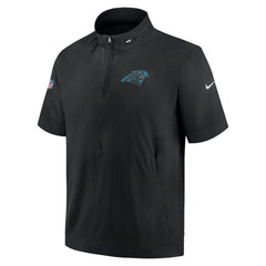 Carolina Panthers Sideline Coach Short Sleeve Hoodie Quarter-Zip Jacket - Black - Nike