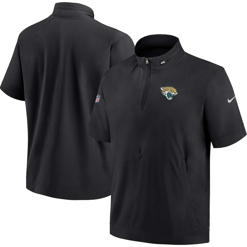 Jacksonville Jaguars Sideline Coach Short Sleeve Hoodie Quarter-Zip Jacket - Black - Nike