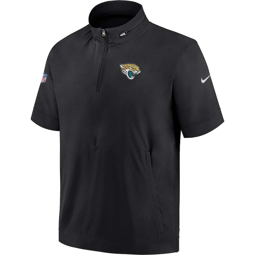 Jacksonville Jaguars Sideline Coach Short Sleeve Hoodie Quarter-Zip Jacket - Black - Nike