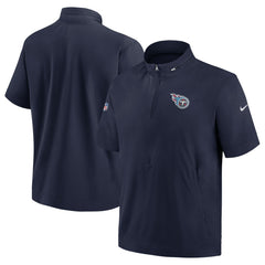 Tennessee Titans Sideline Coach Short Sleeve Hoodie Quarter-Zip Jacket - Navy - Nike