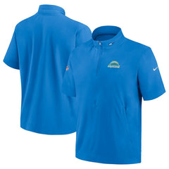Los Angeles Chargers Sideline Coach Short Sleeve Hoodie Quarter-Zip Jacket - Powder Blue - Nike