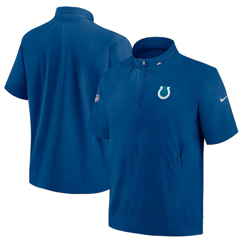 Indianapolis Colts Sideline Coach Short Sleeve Hoodie Quarter-Zip Jacket - Royal - Nike
