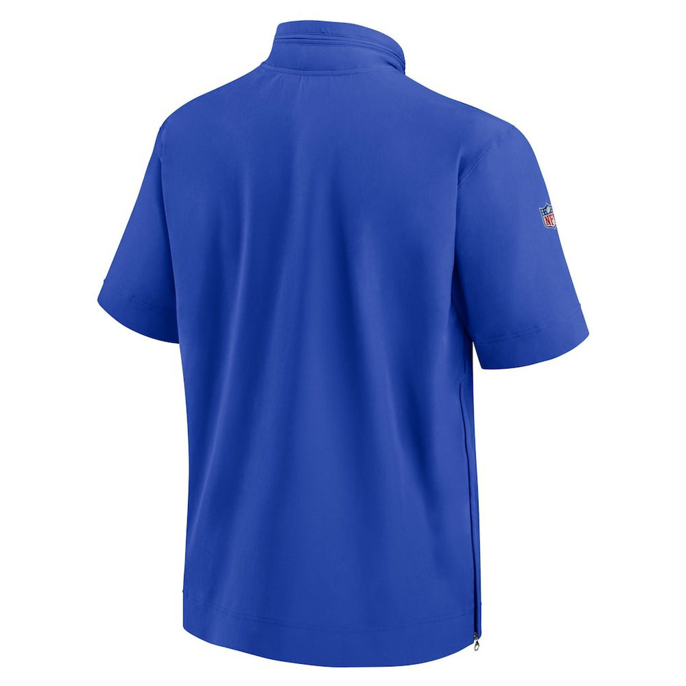 Los Angeles Rams Sideline Coach Short Sleeve Hoodie Quarter-Zip Jacket - Royal - Nike