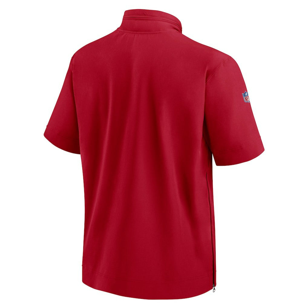 San Francisco 49ers Sideline Coach Short Sleeve Hoodie Quarter-Zip Jacket - Scarlet - Nike